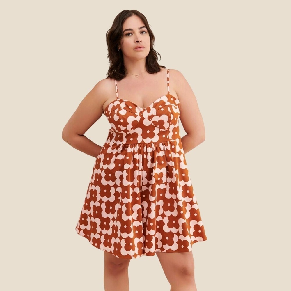 Hutch Mod Floral Romper NWT Orange Pink Size 2X
